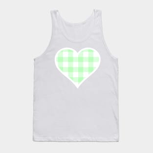 Soft Green and White Buffalo Plaid Heart Tank Top